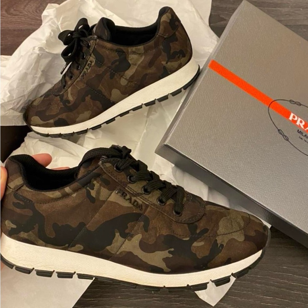 Prada Camouflage Sneakers - Brown and Black